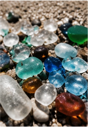 Colorful sea glass found on a beach