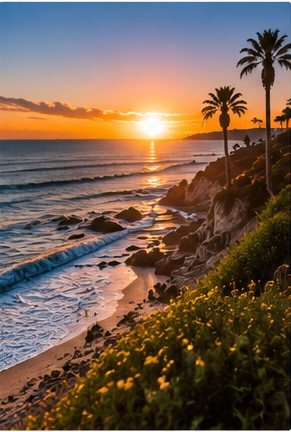 Sunset over the ocean at Laguna Beach
